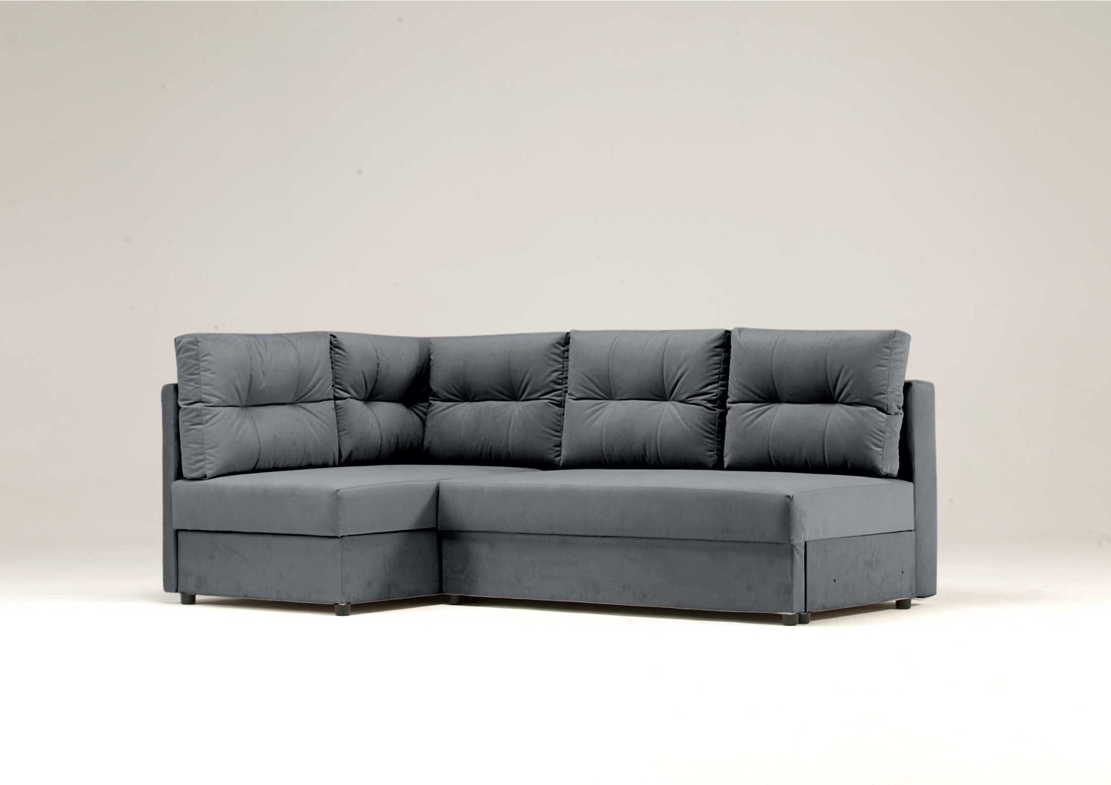 Mały narożnik z pikowanymi poduszkami grafitowy